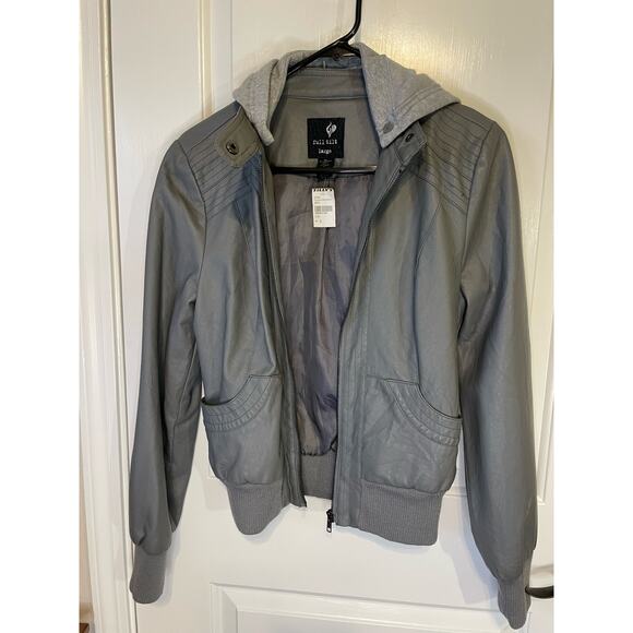 NWT Full Tilt fax leather womens fall jacket coat large gray - Picture 1 of 10
